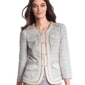 WHBM Tan Tweed Jacket Blazer, Size 12